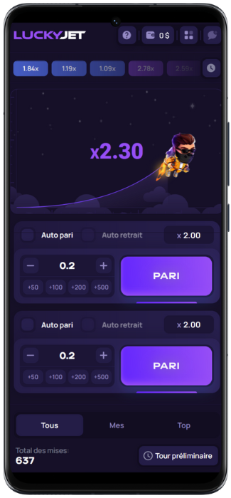 1win Lucky Jet Capture d'écran processus de jeu